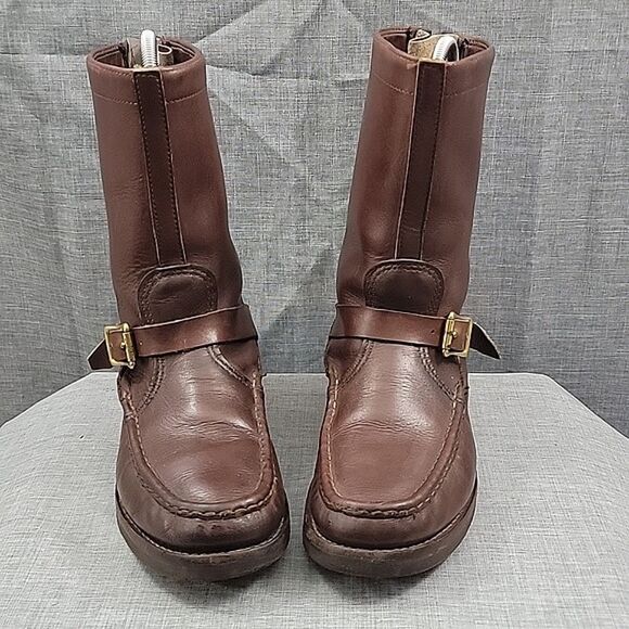 W.C Russell Moccasin Co Zephyr Boots Brown leather zip buckle hunting men's 8.5C - Picture 2 of 14